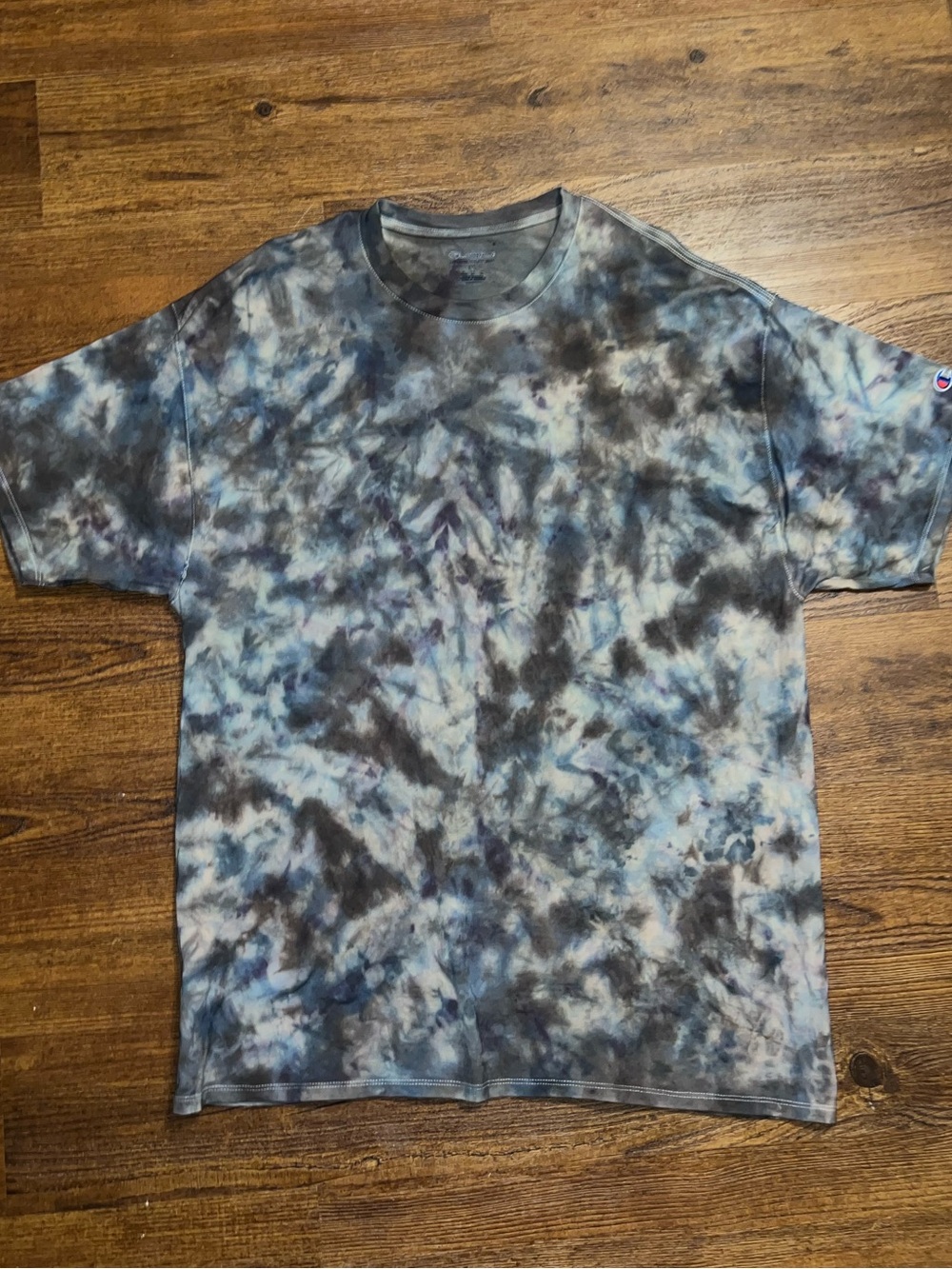 Champion Charcoal Gray Tie-Dye Dark Navy Short Sleeve Casual Tee Size XXL